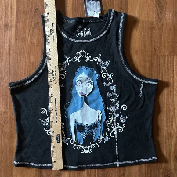 NWT Corpse Bride Emily Ribbed Girls Crop Tank Top size 2X - Picture 3 of 7